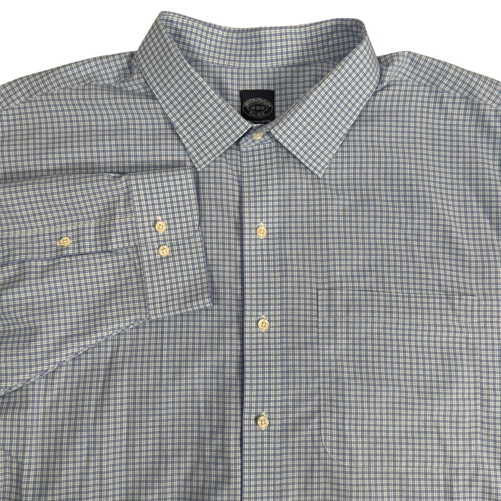 Brooks Brothers Supima Cotton Non-Iron Button Down‎ Shirt Plaid Mens 20 34/35